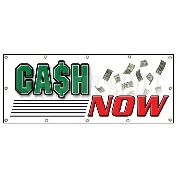 CASH NOW BANNER SIGN payday advance title pawn shop for gold